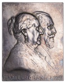AUSTRIA, Marie und Johann Exle, 1907, a uniface silver plaque by Prof. S. Schwartz, conjoined busts to right, 70 x...