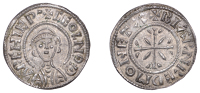 Archbishops of Canterbury, Ceolnoth (833-70), Penny, Gp III, Floreate Cross phase, c. 864-65, struck at Canterbury...