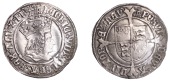 Henry VIII (1509-1547), First coinage, Groat, mm. castle (with pellet to left on obv.), reads agl z fr, double...