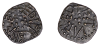 Kings of Northumbria, Æthelred II (841-44), First Reign, Styca, gp Ciii, struck by Eanred, +ediγred re: around...