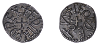 Kings of Northumbria, Æthelred II, First Reign, Styca, Gp Cii, struck by the moneyer Leofthegn, +ediγred rex...