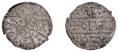 Kings of Mercia, Offa, Heavy coinage, c. 792-96, Struck at London by Eahlmund, m / + offa / rex in three lines...