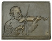 GERMANY/HUNGARY, Joseph Joachim, 1907, a uniface cast bronze plaque by H.-E. Nocq, half-length figure of violinist...
