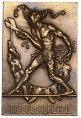 GERMANY/AUSTRIA, Till Eulenspiegel, 1911, a uniface bronze plaque by K. Perl, the jester Till advancing to left,...