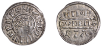 Kings of Mercia, Burgred, Penny, Phase IIA [H1/D], struck by the moneyer Dudeman, draped and diademed bust right, ed...