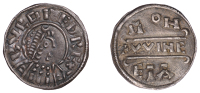 Kings of Mercia, Burgred, Penny, Phase IIb [V2/D], struck by the moneyer Wine, draped and diademed bust right, with...