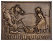 AUSTRIA, Rotkäppchen [Little Red Riding Hood], 1923, a uniface bronze plaque by K. Perl, wolf disguised as a...