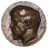 FRANCE, Claude Debussy, 1907, a uniface cast bronze medal by Éliza Beetz-Charpentier, bare-headed bust left, 58mm,...