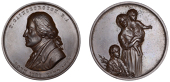 ENGLAND, Thomas Gainsborough, 1859, a copper medal by E. Ortner for the Art Union of London, bust left, rev. three...
