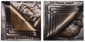 ENGLAND, Diary, 1987, a square cast bronze plaque by J.M. Aurelio for the British Art Medal Society, mountain peaks...