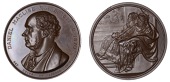ENGLAND, Daniel Maclise, 1878, a copper medal by A.B. Wyon for the Art Union of London, bust left, rev. female...
