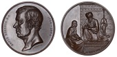 ENGLAND, David Roberts, 1875, a bronze medal by G.T. Morgan for the Art Union of London, bust left, rev. Moorish...