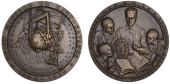 BELGIAN CONGO, Cinquantième Anniversaire de l’Union Minière du Haut-Katanga, 1956, a bronze medal by G.-A....