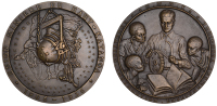 BELGIAN CONGO, Cinquantième Anniversaire de l’Union Minière du Haut-Katanga, 1956, a bronze medal by G.-A....