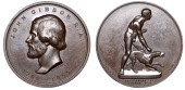 ENGLAND, John Gibson, 1874, a bronze medal by J.S. Wyon for the Art Union of London, bust left, rev. naked man...