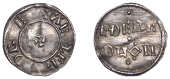 Kings of Wessex, Alfred the Great, Third coinage, Penny of the Two Line type [BMC XIV] struck from Canterbury dies...
