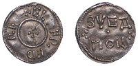 Kings of Wessex, Alfred the Great, Third coinage, Penny of the Two Line type [BMC XIV] struck from West Mercian dies...