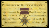 The Westminster Abbey Chapel Stall Plate of Lieutenant-Colonel Frederick de Hartwig, C.B., K.H., 1st Light...