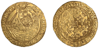 Henry VI (First reign, 1422-1461), Annulet issue, Noble, London, mm. lis on rev. only, annulet by wrist and in first...