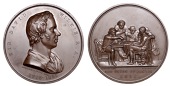 ENGLAND, Sir David Wilkie, 1861, a copper medal by L.C. Wyon for the Art Union of London, bust right, rev. a group...