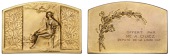 FRANCE, Honneur travail [Honouring Work], c. 1920, a gilt-bronze award plaque by R.-A.-A.-J. Baudichon for A....