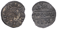Kings of Wessex, Alfred the Great (871-899), First coinage, Penny of Lunettes type struck from Canterbury dies by...