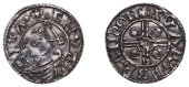 Cnut (1016-1035), Penny, Pointed Helmet type [BMC XIV; BEH G], struck at Lincoln by Svartbrandr, draped and helmeted...