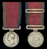 The Waterloo medal awarded to Captain James Robertson, 42nd Royal Highlanders, who was severely wounded at the...