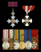 A Great War C.B.E. group of eight awarded to Captain J. Harvey, Royal Navy, the recipient of a rare ‘naval’...