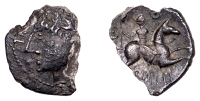 British Iron Age, CANTII, Eppillus (c. AD 1-15), silver Unit, Carnyx type, laureate head left, [eppi]l before, rev....