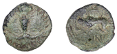 British Iron Age, CATUVELLAUNI and TRINOVANTES, Cunobelin (c. AD 8-41), bronze Unit, Belenus type, facing head with...
