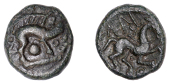 British Iron Age, GALLO-BELGIC, Ambiani, Uncertain ruler, bronze Unit, boar standing right, ladder-like bristles,...