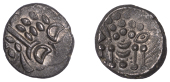 British Iron Age, DUROTRIGES, Uninscribed issues, silver Stater, Turf Cutter/Cranborne Chase type, devolved head of...