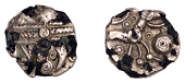 British Iron Age, EAST WILTSHIRE, Uninscribed issues, plated contemporary imitation of a gold Quarter-Stater,...