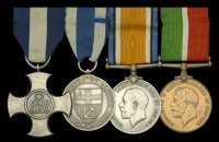 A scarce Great War D.S.C. and Lloyd’s Medal for Meritorious Service group of four awarded to Captain C. P....