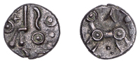 British Iron Age, DOBUNNI, Eisu (c. AD 20-43), silver Unit, Arrowhead type, head right, pellet-in-ring for eye,...