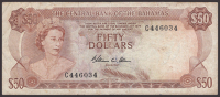 Central Bank of the Bahamas, $50, 1974, serial number C446034, Allen signature, considerably pressed, somewhat...