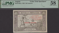 Republica Portuguesa, Angola, proof or trial for 50 Centavos, 1921, no serial number, mounting traces on reverse, in...