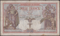 Banque de l’Algerie, 1000 Francs, 18 September 1926, serial number M.70 528, fine and scarce
BNB B129a, Pick 83	...