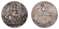 FRANCE, Les Sciences, 1894, a plated bronze award medal by L.-A. Bottée, robed figure of Science seated to right,...