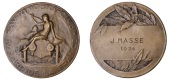 FRANCE, Automobile-Club du Nord de la France, 1912, a bronze award medal by R. Bénard, winged figure of Victory...