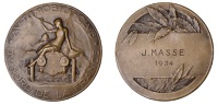 FRANCE, Automobile-Club du Nord de la France, 1912, a bronze award medal by R. Bénard, winged figure of Victory...