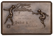 FRANCE, Joyeux Diplôme, c. 1930, an Art Déco uniface cast bronze award plaque by F.-M. Charpentier-Mio, two naked...