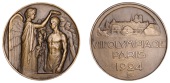 FRANCE, Olympic Games, Paris, 1924, a bronze Participant's medal by R.-R.-A. Bénard, winged female standing to...