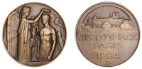 FRANCE, Olympic Games, Paris, 1924, a bronze Participant's medal by R.-R.-A. Bénard, winged female standing to...