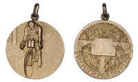 FRANCE, Premier Pas Dunlop [First Step Dunlop], c. 1930, a silver-gilt award medal by R.-A.-A. Baudichon, male...