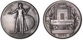 FRANCE, Le Parisien, 1954, a silver award medal by L.-G. Bazor, standing robed female holding pen and telephone,...