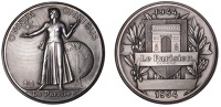 FRANCE, Le Parisien, 1954, a silver award medal by L.-G. Bazor, standing robed female holding pen and telephone,...