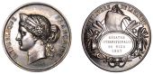 FRANCE, République française, c. 1870, a silver award medal by J,-A. Barre adapted for the Ministère de la...