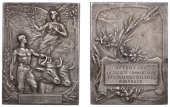 FRANCE, Agriculture, 1908, an Art Nouveau plated bronze award plaque by É.-P. Blin, adapted for the Société...